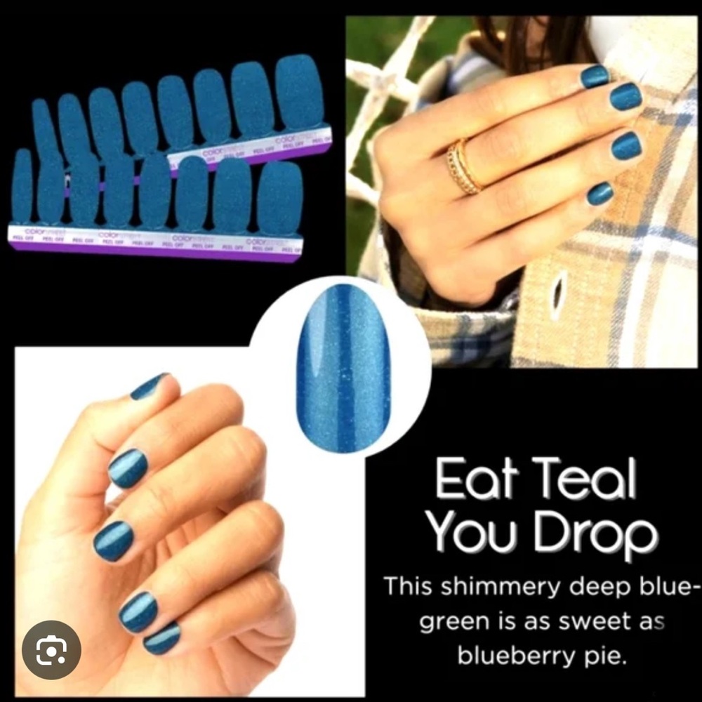 Color Street Eat Teal You Drop Press-On Nails - Shimmery Teal Blue-Green
